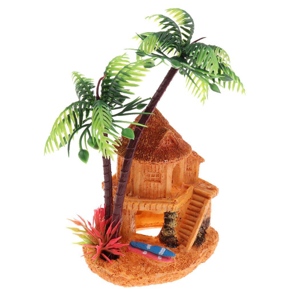 Aquarium Fish Artificial - Artificial Coconut Tree Hidden Hut Cave