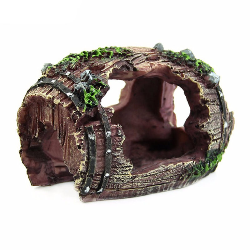 Aquarium Fish Artificial - Aquarium Artificial Barrel Cave Resin Ornaments